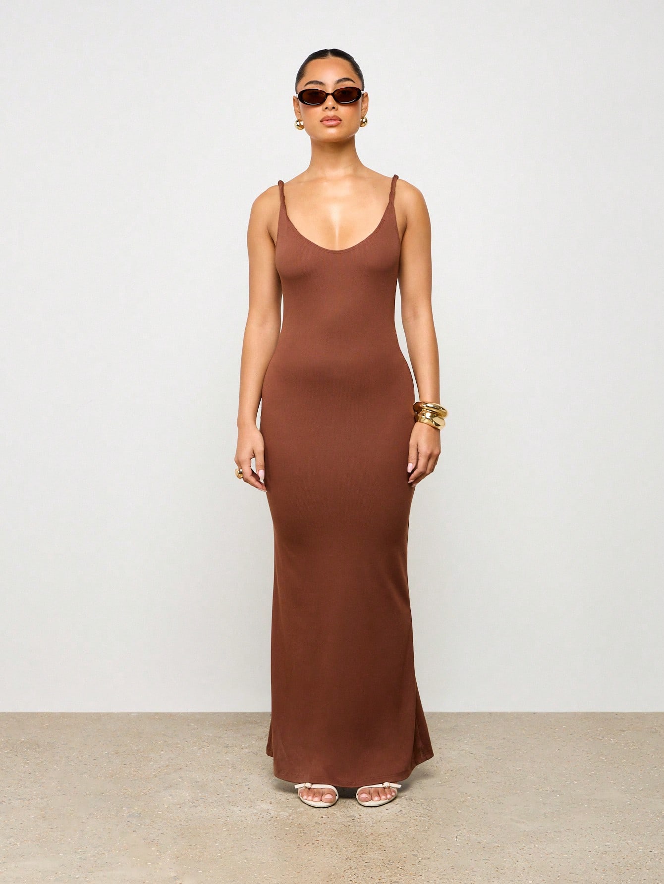 AiiRZ Ribbed Maxi Dress Spaghetti Strap Form Fitting Full Length Evening Party  Club Wear Sleeveless Bodycon Summer Fall Special Occasion Women'S Dress ｜MISSGUIDED