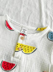 Vintaside Kids 2pcs/Set Baby Boys' Cute Watermelon Pattern Short Sleeve T-Shirt And Shorts Set - Multicolor - View 7