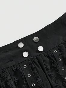 ROMWE 1pc Women Plain Solid Color Skirt, Fashionable And Suitable For Summer Gothic Women Clothes,Summer,Summerouis ,Summer Cothes Women's Concert Costumes, Rave Costumes, Carnival Costumes, Country Concert Costumes - Black - View 4