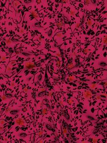 SHEIN LUNE Plus Size Women Floral Print Crew Neck Sleeveless Tank Dress Sundress,Casual Summer Women Outfit Beach Women Outfit - Hot Pink - View 3