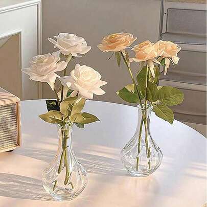 1 件/2 件复古大线圈水培透明玻璃花瓶、房间装饰、家居装饰品桌面花瓶