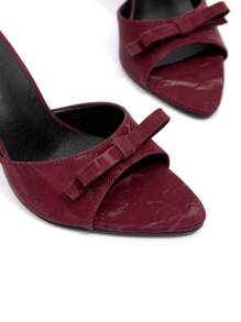 CUCCOO CHICEST New Fashion Versatile Rhinestone Bow Strap Thin Heel High Heels Sandals - Purple - View 4