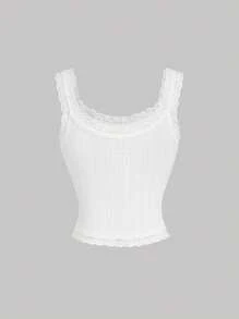 SHEIN MOD White Lace Edge Decor Jacquard Texture Bowknot Ribbon Detail Cami Top,Summer Tops,Summer Outfits For Women,Going Out Tops,Summer,Cute Tops,Y2k Tops,Rave,Country,Fairycore,Brunch Outfits For Women,Minimalist,Concert Outfits