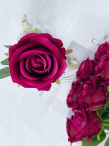 SHEIN 5 Packs/4Pcs/1Bunch Rose Red Rose Artificial Bridal Bouquet Realistic Velvet Faux Flower Flower Arrangement Decoration Fake Rose Artificial Rose For Valentine's Day Gifts Wedding Party Home Decoration, Birthday Gifts Outdoor Indoor Decor, Vase Floral Decor (Purchase Instructions: May Contain Odor, Please Place In Window For Ventilation For 1-2 Days), Valentine Day, Gift