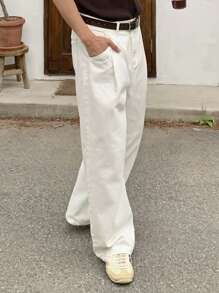 DAZY 男士休闲米色牛仔裤，春季 - 白色 - 查看 7