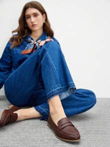 CUCCOO BIZCHIC Sepatu Loafer Kasual Datar Ujung Bulat Wanita, Sepatu Slip-On Klasik, Sederhana, dan Nyaman untuk Bepergian, Bekerja, dan Pemakaian Sehari-hari, Cocok untuk Natal dan Musim Semi. - Mocha Brown - View 2