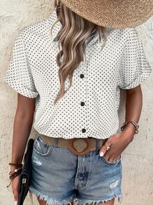 EMERY ROSE قميص كاجوال عصري مطبوع بنقاط متناثرة في كل مكان