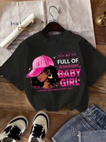 SHEIN Leap Crew 3pcs/Pack Tween Girls Casual Minimalist Cartoon Graphic Multiple T-Shirts, Suitable For Summer Season - Multicolor - View 4