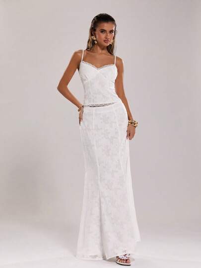 SHEIN BAE Camiseta de tirantes casual de verano para mujer de unicolor con jacquard