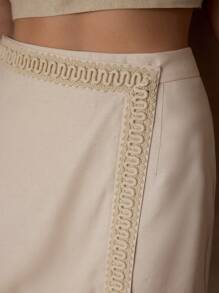 MOTF PREMIUM 亚麻撞色绑带裹身裙