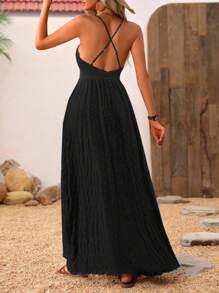 Breezaya 裹背露背度假休闲装 - 现代休闲连衣裙 - 黑色 - 查看 2