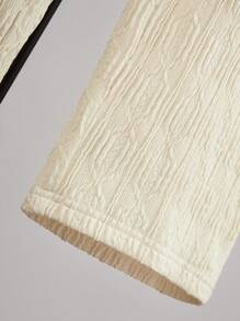 2 Peças Conjunto de Pijama para Adolescentes, Conjunto de Cor Damasco de Manga Curta Casual Macia e Calça Comprida, Tecido Jacquard Texturizado, Elástico, Malha Respirável, Lavável em Máquina, Ajuste Confortável, Fácil Cuidado, Conjunto Combinando Mãe e Filho (1 Conjunto Vendido Separadamente)