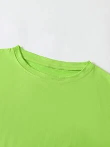 Flirla 大码女式口号印花圆领短袖 T 恤，信念不会让事情变得简单，但会让事情变得可能图案 T 恤女式上衣 - 綠色 - 查看 3