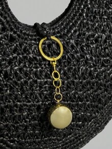 Ontre Women's Solid Color Simple Tote Bag, Casual Daily Carrying Bag - Black - View 3