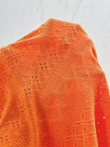 SHEIN Clasi 夏季大码休闲纯色露背交叉刺绣上衣 - 橘色 - 查看 8