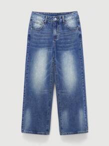 Maija Women's Blue Jeans Low-Rise Straight-Leg Trousers Summer Jeans Retro Baggy Pants - Medium Wash - View 3