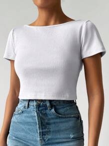 SHEIN Cottnline T-Shirt 2 Multipack Black White Basic Casual Relax Cool Cute - Multicolor - View 4