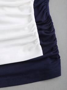 Sweetra Y2K Style Solid Color Mock Neck Ruched Long Sleeve Fitted T-Shirt Fall Cloth For Women - Multicolor - View 3