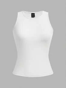 SHEIN EZwear 4 件套女士性感短款紧身背心，黑色、藏青色、碎花灰和白色，适合夏季 - 彩色 - 查看 7