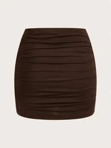 SHEIN MOD 2 件套女士休闲褶皱紧身裙套装，适合春夏季