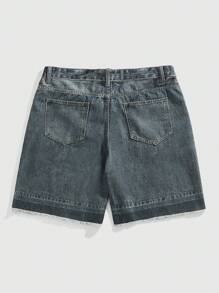 ROMWE MEN Street Life 男士十字字母印花牛仔短裤