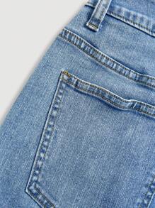 SHEIN EZwear 大码休闲破洞修身牛仔迷你裙