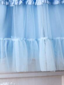 SHEIN Genkimix Girls Fashion Spaghetti Strap Frill Trim Mesh Princess Dress, Suitable For Birthday Party,Banquet,Gift, Summer - Blue - View 6