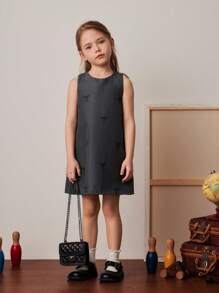 PrepCrw Abito elegante senza maniche con stampa di farfalle grigia per ragazze giovani, per primavera/estate
