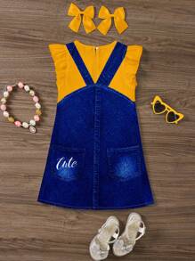 SHEIN ModeFlare Wear Vestido para meninas casual minimalista com estampa de abelha e babados, adequado para o verão