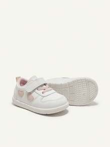 Cozy Pixies 1 Pair Girls Heart Pattern Flat Casual Sneakers, Cute & Comfortable For Daily Workout, All Season - Pink - View 5