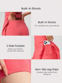 GLOWMODE FeatherFit™-Air Game Set Váy yếm thắt nút ngắn Peekaboo dáng chữ A mặc hàng ngày mùa hè, thấm hút mồ hôi nhanh, chống nhăn - Màu Hồng  San hô - Xem 4