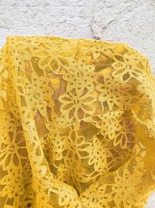 SHEIN Clasi Áo khoác ren đen thường, tối giản và thời trang, phù hợp cho mùa hè thu/đông - Màu vàng - Xem 7