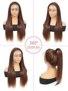 360 巧克力棕色直发蕾丝前假发真人发 16-28 英寸透明蕾丝前假发带婴儿发 150% 密度 - S2 - 查看 5