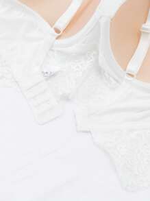 SHEIN 1pc Smooth Lace Comfortable Underwire Padded Pushup Bra - White - View 5