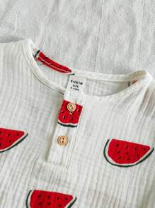 Vintaside Kids 2pcs/Set Baby Boy Cute Watermelon Print Short Sleeve Tee And Shorts Set