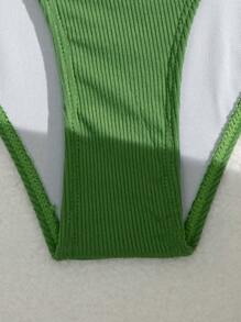 SHEIN Swim Women's Beach Summer Swimsuit Sets - Green - View 5