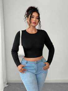 Elenzga 大码女式休闲日常系带修身长袖 T 恤