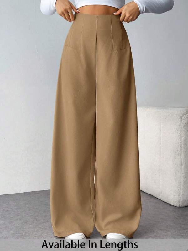 SHEIN Tall CURVE 大码女式简约休闲时尚高腰纹理阔腿裤