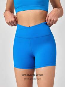 GLOWMODE Celana Pendek Biker FeatherFit™ Crossover Cutie 4,3 inci, Olahraga Ringan untuk Bersepeda, Lari, dan Latihan di Gym. - Blue Power - View 3