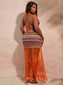 SHEIN SXY Vestidos de playa hawaianos para mujer de talla grande, conjuntos de vacaciones de verano, cubrecuerpos de playa. Adecuado para uso diario, festivales de música, conciertos, fiestas de carnaval, vacaciones en la playa, citas, cumpleaños, despedidas de soltera, club, vestimenta casual, compras, ropa de calle, salidas, que favorece la figura