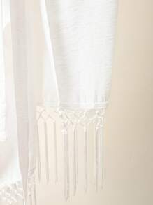 SHEIN Clasi 大码女式波西米亚风系带松紧腰流苏半身裙