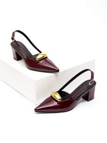CUCCOO BIZCHIC Women's Back Strap Decor Bowknot Lolita Style High Heel Pumps, Burgundy Color - Redwood - View 3
