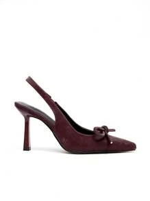 CUCCOO CHICEST Women's Back Strap Burgundy Butterfly Decor Lolita Style High Heel Pumps - Purple - View 2
