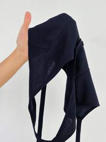 SHEIN PETITE Áo thun nữ hở lưng không tay màu trơn mùa hè - Màu xanh hải quân - Xem 9