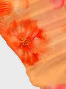 SHEIN MOD Damen Bluse mit asymmetrischen Volants und Druckverzierung, figurbetont