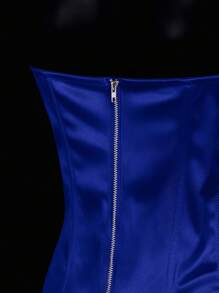 SHEIN ICON Fitted Criss-Cross Strap Bandeau Crop Top Vest,Rave Top - Blue - View 5