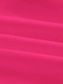 SHEIN ICON Y2k Summer Casual Color-Block Crop Top With Bikercore Letter Embroidery Contrast Binding Halter, Slim Fit,Rave Top - Hot Pink - View 5