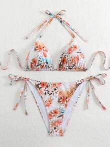 Swim Mod 2pcs Plus Size Women Leopard & Floral Print Bikini Swimwear Set, Suitable For Beach Vacation In Summer - Multicolor - View 6