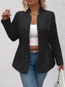 EMERY ROSE Plus Size Pink Jacquard Mid-Length Slim-Fit Lightweight Blazer Graduation,Back To School,Teacher Outfits For Women Fall Cloth For Women Autumn