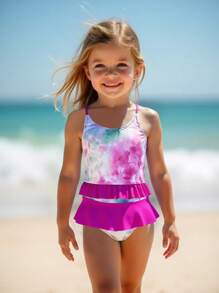 Girls Tie-Dye Swimwear, Separately Sold Family Matching Outfits Mommy And Me (4 Sets Sold Separately) - Multicolor - View 3